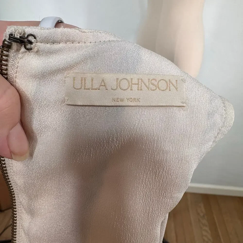 Ulla Johnson Caterina Maxi Dress Cream Linen Striped Cut Out Fringe Boho Size 6 - Picture 13 of 16